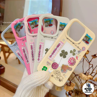 การ์ตูนโคลเวอร์โชคดี Case เคสไอโฟน For iPhone 11 17 16 15 12 13 14 15 Pro Max XR X XS Max 7 8 16 Plus เคสมือถือ สีพื้น