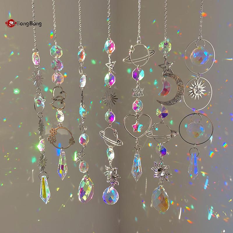 ABongBang จี้คริสตัล Garden Suncatcher กระดิ่งลม Rainbow Prism คริสตัลสําหรับตกแต่งหน้าต่าง