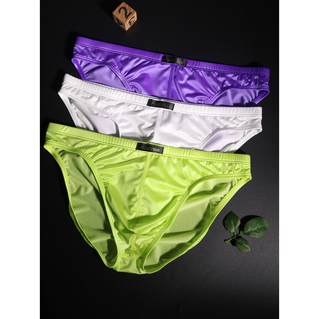 กางเกงในชายรวมทุกอย่างก้นซาตินผ้าไหมน้ําแข็งเคลือบเงาแสงหรูหรามันสบายก้นกระเป๋าขนาดใหญ่ธรรมดา