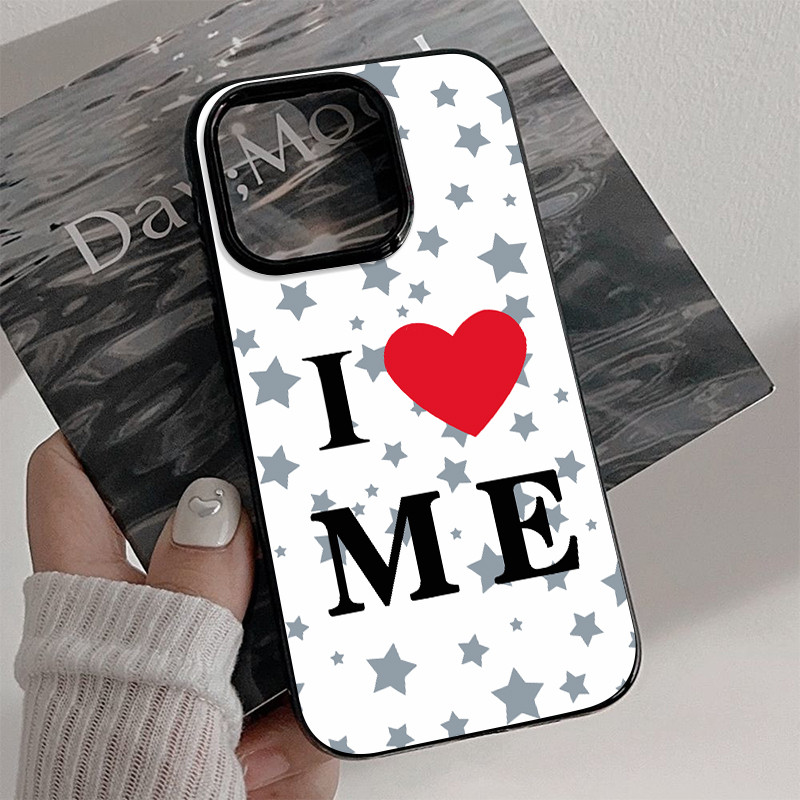 เคสไอโฟน 17เคสเงา I LOVE ME ดาว หัวใจแดง สำหรับIPhone 14 16 XR 17 air 12 15 11 13 Pro Max XS X Max 7 15 16 14 8 Plus - รูปที่ 5