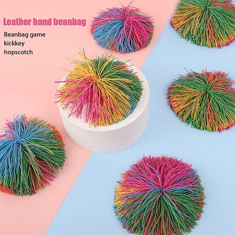 Blossom Bazaar สีสัน Bouncy Stress Balls Rainbow Sensory Stringy Balls Baby Stretched BB