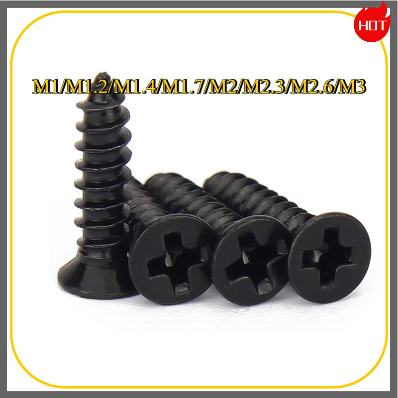 สกรูเกลียวปล่อย หัวเตเปอร์ ปลายแหลม แฉก F+ น็อต สกรู  สีดำ  M1/M1.2/M1.4/M1.7/M2/M2.3/M2/M2/M3JFDP001-5