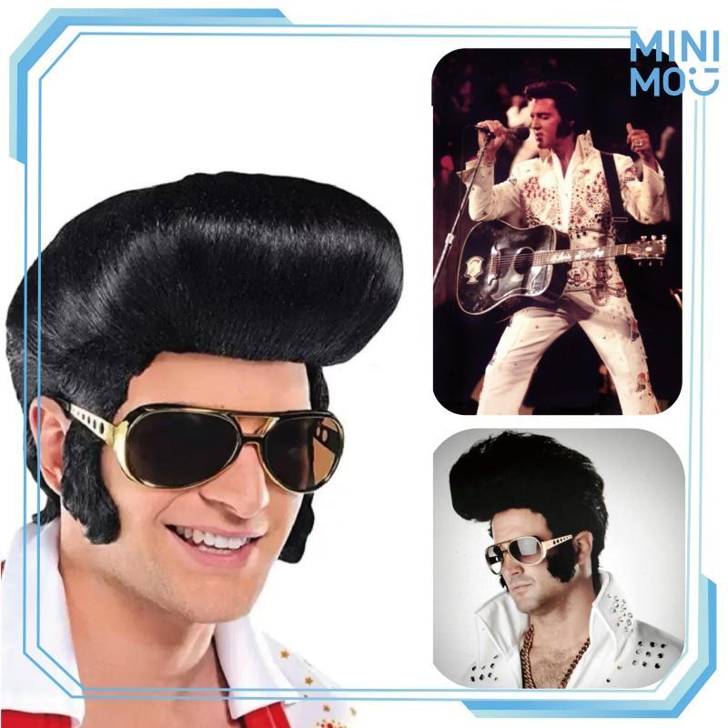 แว่นกันแดดวิกผมคอสเพลย์ Elvis แพ็คเกจครบชุดสําหรับปาร์ตี้ฮาโลวีนและ Elvis Presley เครื่องแต่งกายปาร์