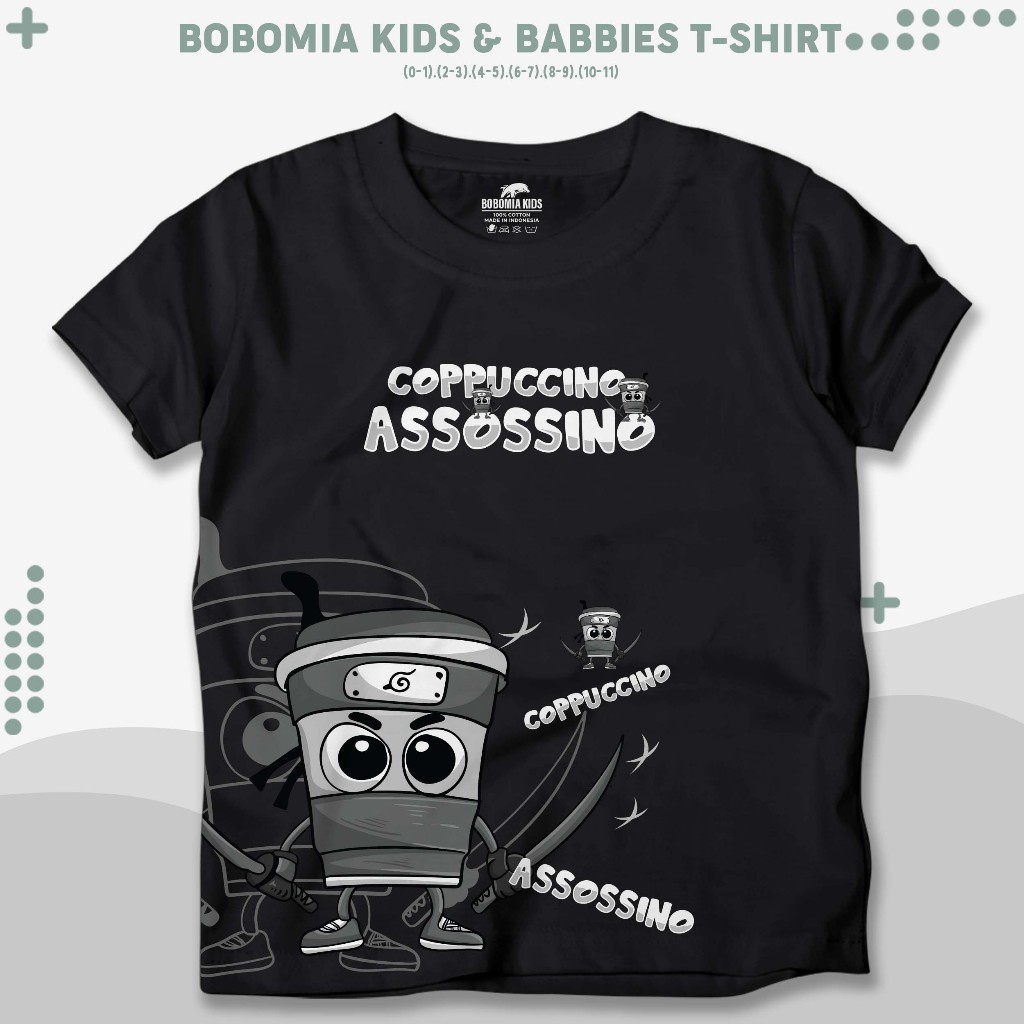 Bobmia เด็ก Cappuccino Aomali Brainrot I Distro เสื้อผ้าสําหรับเด็กชายและเด็กหญิง (100-150cm) - เสื้