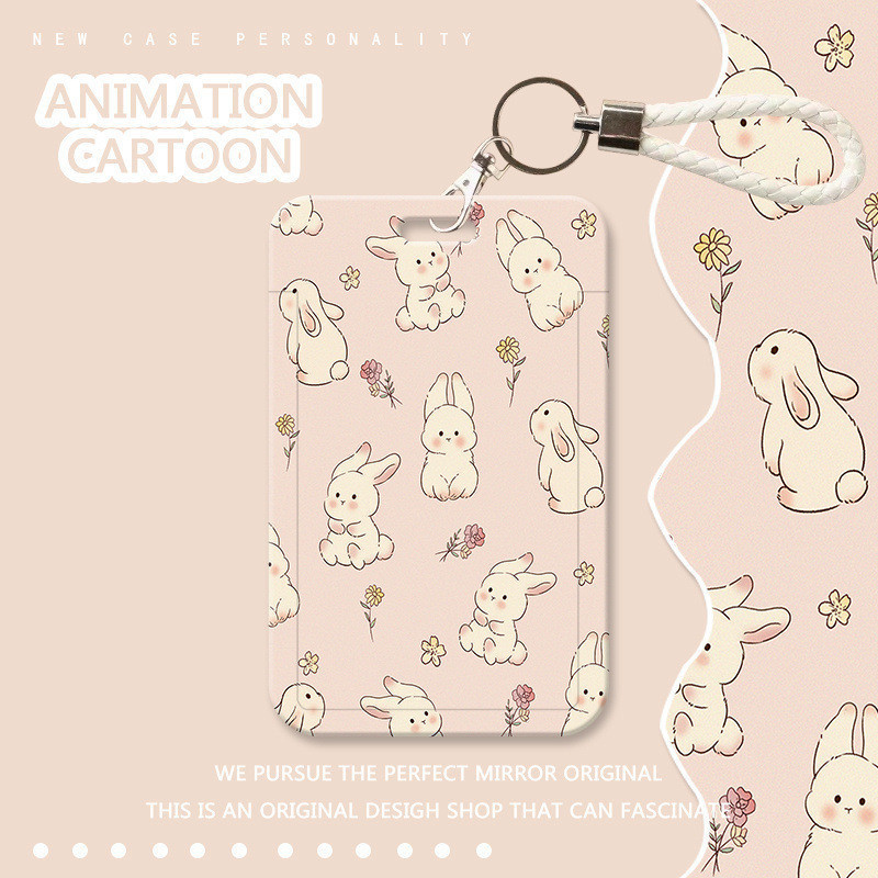 Fluffy Style Bunny Card Holder Cute Rabbit Ear ID Card Protector Portable