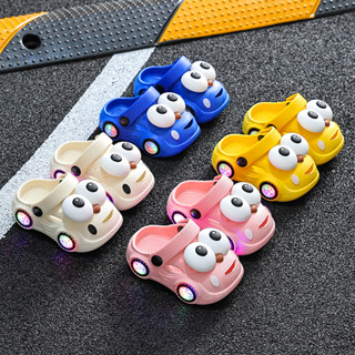 รองเท้าแตะเด็กมีไฟสําหรับเด็กฤดูร้อนใหม่การ์ตูนน่ารักรถรองเท…