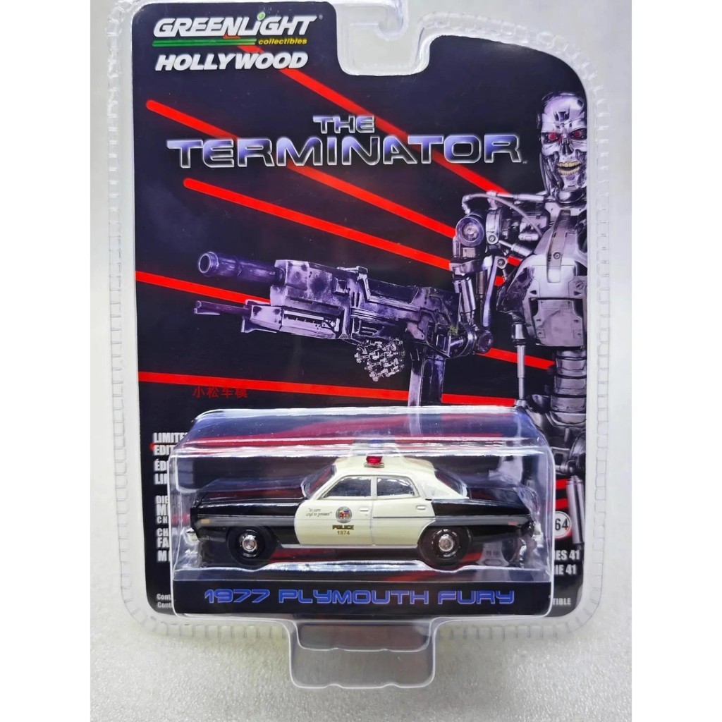 1:64 1977 Plymouth Furyรถตํารวจจําลองสูงรถสะสมของเล่นของขวัญของที่ระลึกแสดงเครื่องประดับW1263