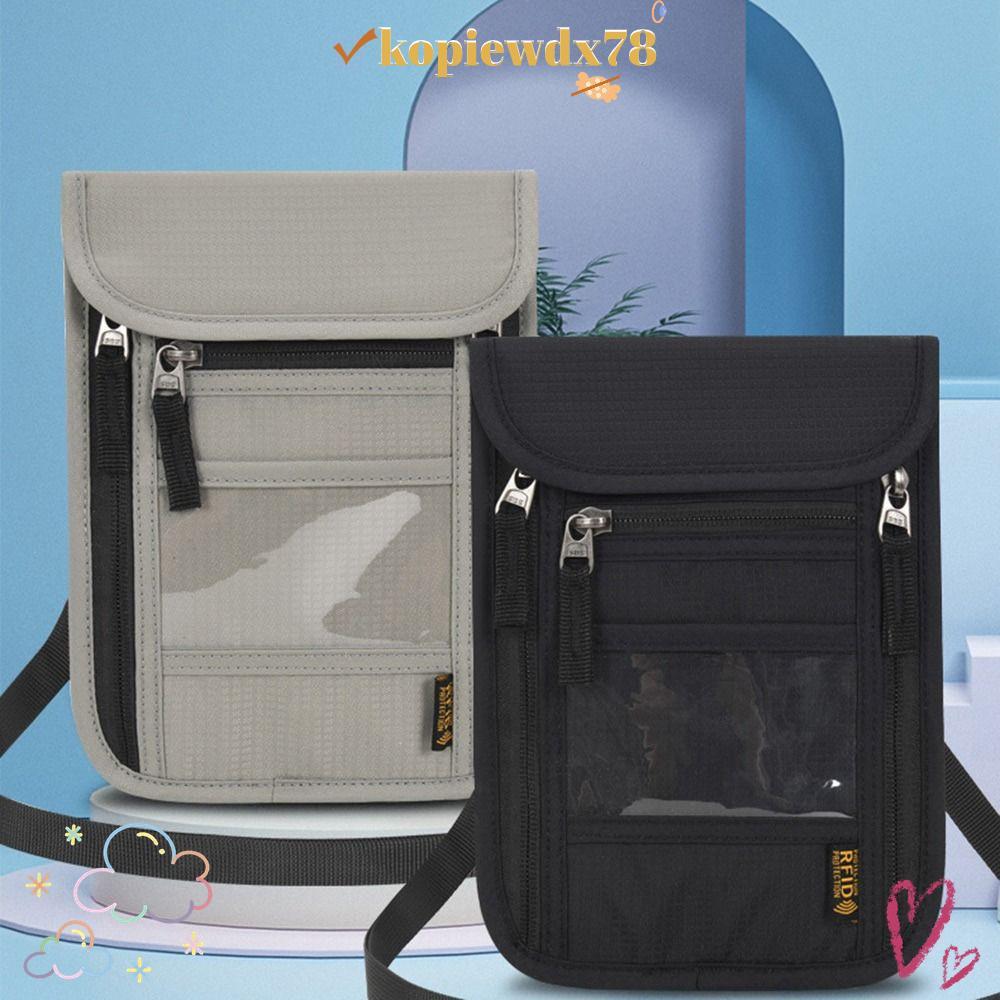 KOPIEWDX กระเป๋าสตางค์คอความปลอดภัย Slim สําหรับผู้ชายผู้หญิง RFID Blocking