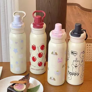 （COD）สแตนเลส316 แก้วเก็บความเย็น แก้วเก็บอุณหภูมิ 620ml ขวดน้ํา ลายน่ารัก พร้อมหลอด มีหูหิ้ว