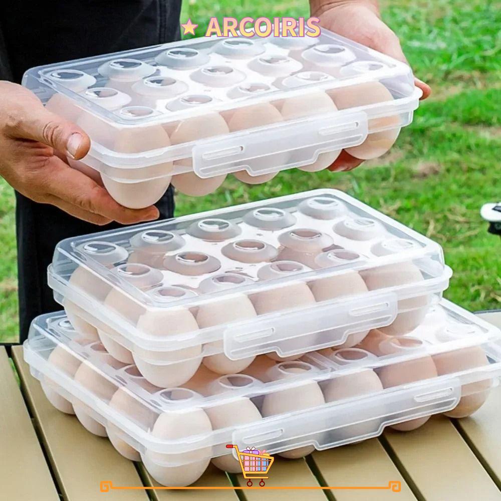 ที่วางไข่ ARCOIRIS, ขนาดกะทัดรัดพร้อมฝาปิดกล่องเก็บไข่, การออกแบบวางซ้อนกันได้ที่ทนทานพลาสติกถาดไข่โปร่งใสทริปเดินป่า