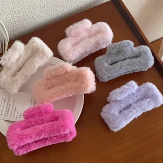 กิ๊บติดผม ดีไซน์ทันสมัย ทรงสี่เหลี่ยมผืนผ้า ขนาดใหญ่ สำหรับผู้หญิง สีขาว สีชมพู สีดำ สีน้ำตาล