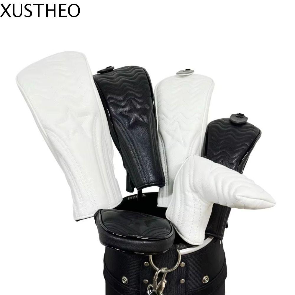 XUSTHEO Golf Wood Cover, PU หนังกันน้ํา Golf Headcover, ฝาครอบป้องกัน Hybrid 2 สี Mallet Putter Golf Club Protector Driver Fairway