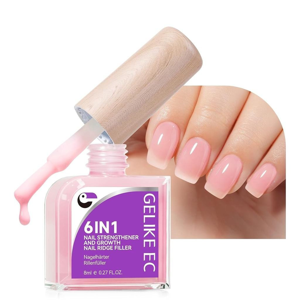 ซ่อมแซมเล็บสําหรับเล็บที่เสียหายProtein: สีชมพู 6 in 1 Natural Nail Strengthener และ Growth - Long L