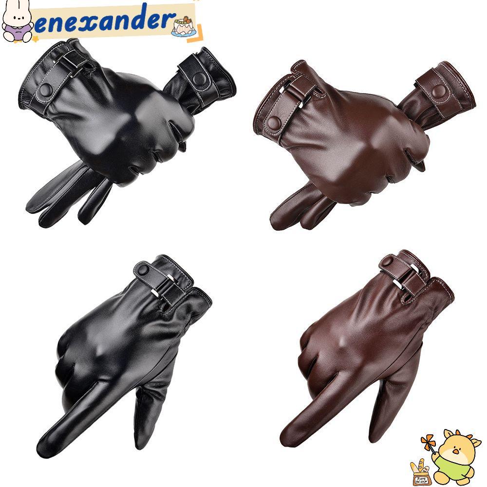 Enexander ถุงมือหนังฤดูหนาวที่อบอุ่นเต็ม Finge กันน้ําถุงมือขับรถ
