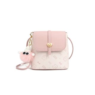 กระเป๋าสะพายข้าง Cow&Kitty สำหรับผู้หญิง สีชมพูน่ารัก หนัง PU กระเป๋า คิตตี้ kitty เหมาะเป็นของขวัญ