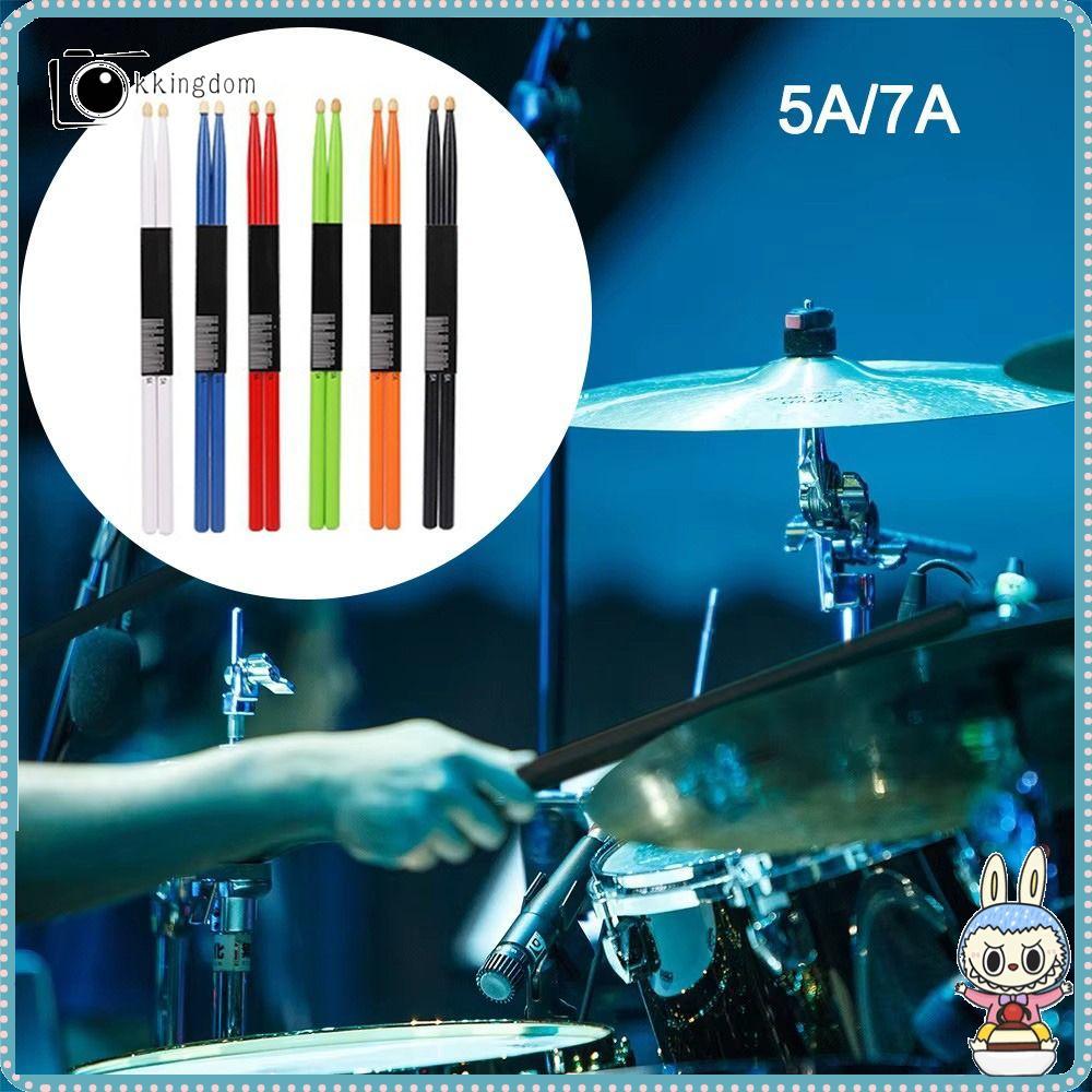 KKINGDOM 5A 7A Drum Sticks, Drum Hammer Drum Accessories Professional สีสัน Drumstick, Percussion In