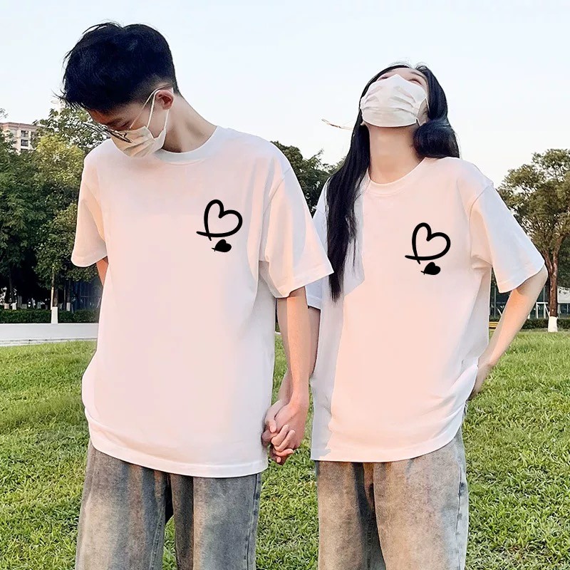 Basi เสื้อแฟชั่น เสื้อยืด oversize ผ้าฝ้าย100%เเสื้อคู่แฟน ไม่ต้องรีดผ้า สวมใส่สบาย ผ้านิ่ม  ลาย  “love” ราคา ถูกที่สุด ดีลบีเคเค