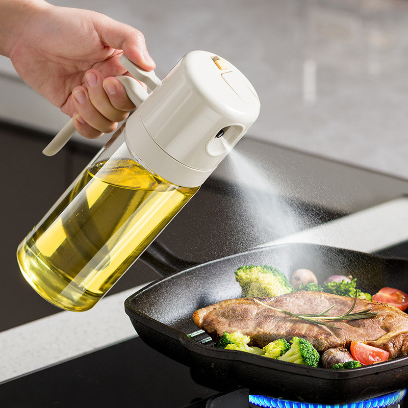 Meria Spray Dual-Use Oil Can Spray Oil Can Glass Kitchen Household Seasoning Leak-Proof Oil Can Pot 