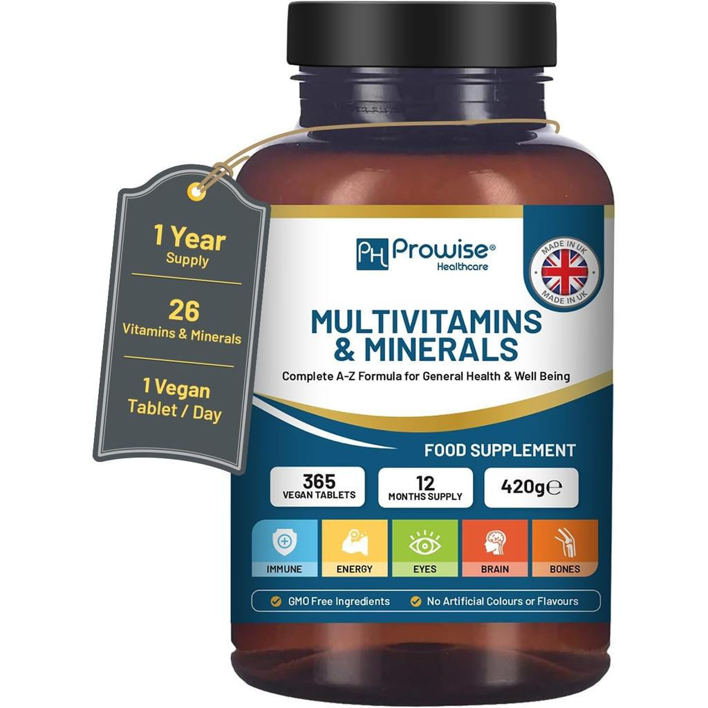 AZ Multivitamins & Minerals I 365 เม็ดมังสวิรัติ (อุปทาน 1 ปี) I 26 Essential Active Vitamins, Miner
