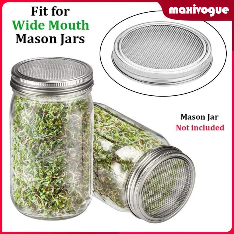 [Maxivogue] Wide Mouth Mason Jar Screen Sprouting Filter Lid Cover Seed Sprouter Set