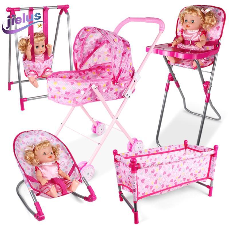 [Jielus] อุปกรณ์บ้านตุ๊กตา Roing Chairs Swing Bed เก้าอี้รับประทานอาหาร Baby Play House PK