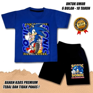 【จัดส่งไทย】ชุดเซ็ต 2ชิ้น BOB BOYS SHORT SLEEVE SUITS GIRLS เสื้อยืด SONIC 2 COTTON DTF CLN สีดํา