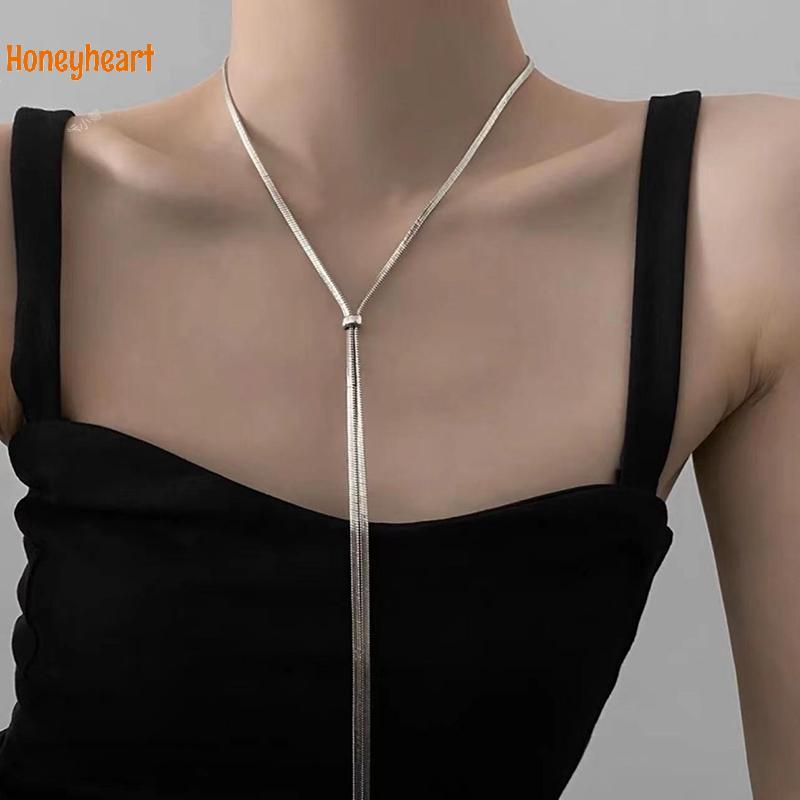 Honeyheart Women's Necklace - Long Pull-Out Snake Bone Chain