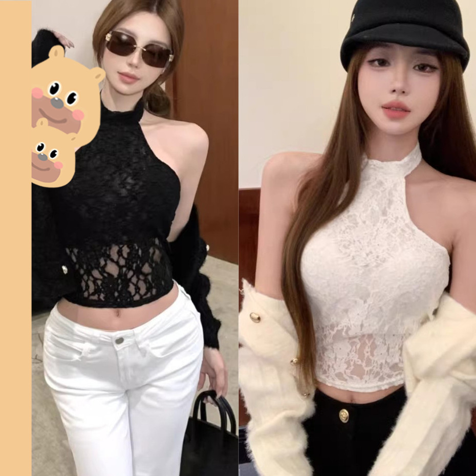 🎀bearbra🎀สายเดี่ยว ดีไซน์เชือกแขวนคอลูกไม้ เพื่อมิติที่สวยงาม บางเบา ระบายได้ดี สุดฮิต