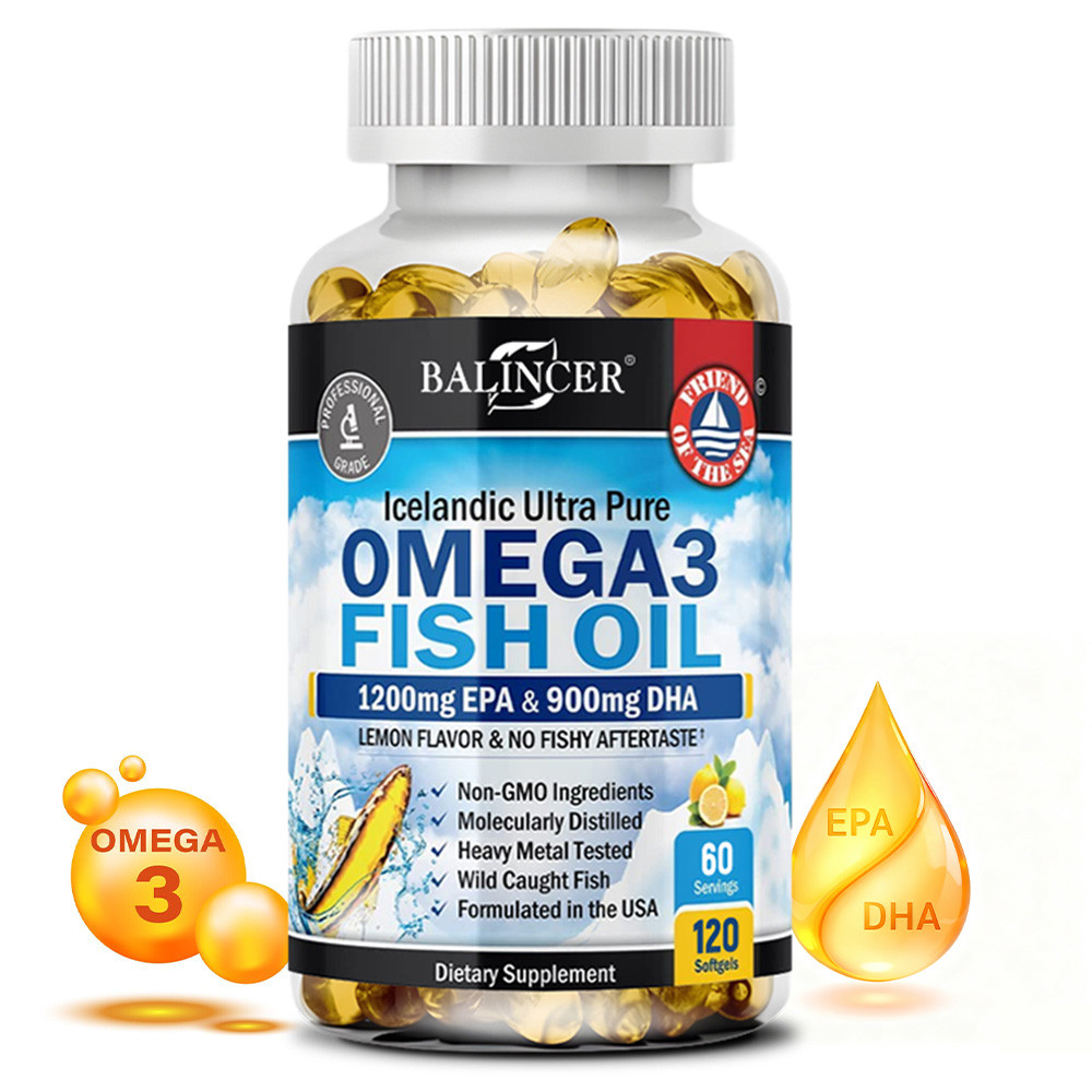Balincer Fish Oil อาหารเสริม Omega-3 Softgels - รองรับการทํางานของสมองและความจํา สมาธิ และสุขภาพหัวใจ
