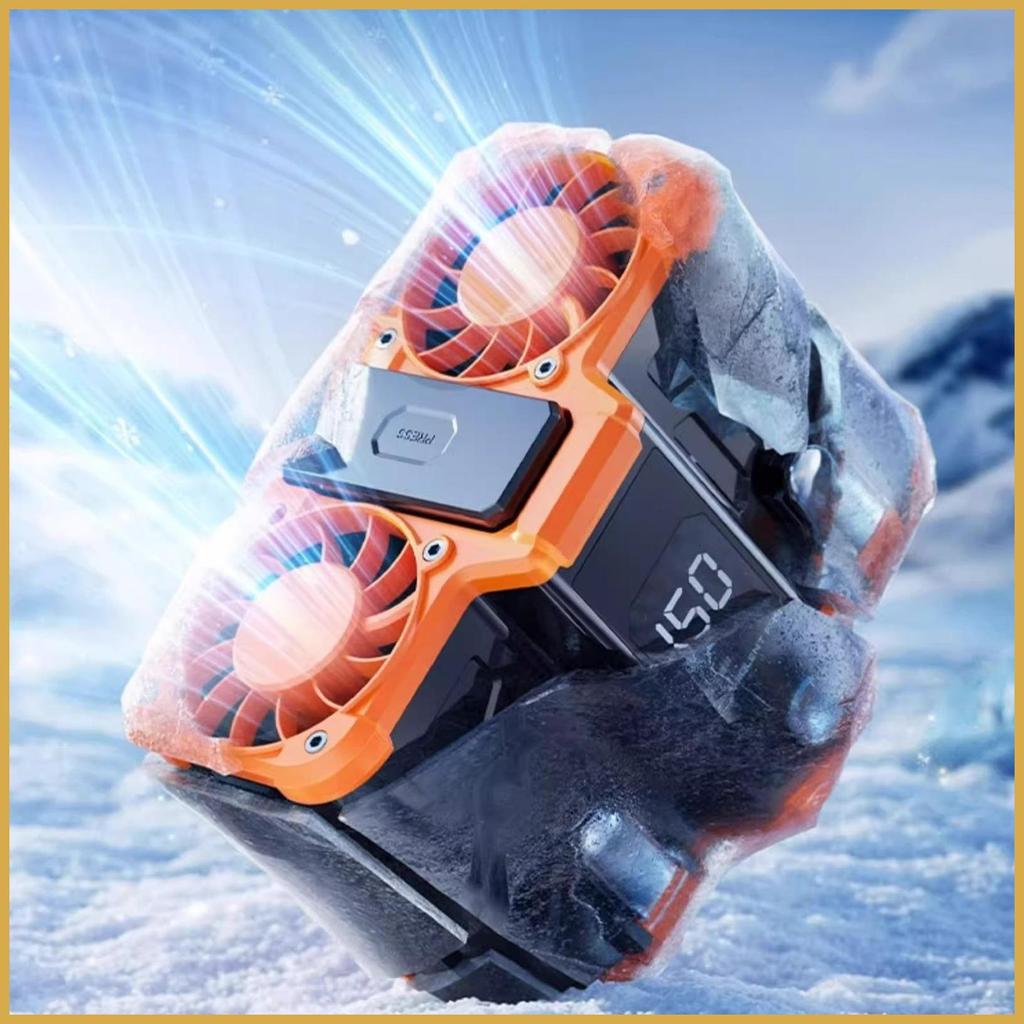 คลิปคอพัดลม Double Air Outlet คลิป Cooling Conditioner พร้อม LED Digital Display IPX4 กันน้ําชาร์จ q