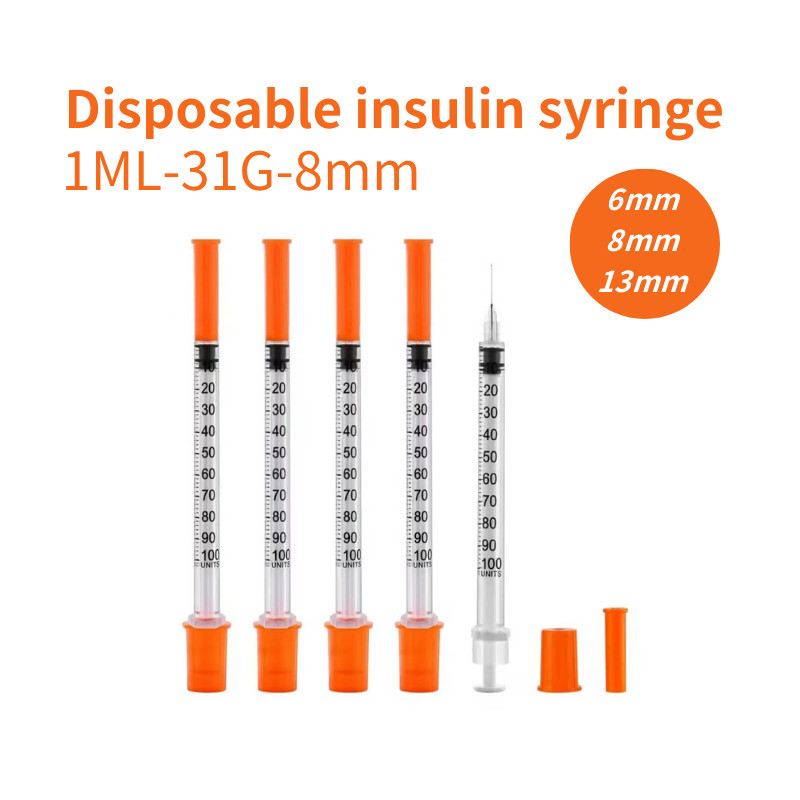 50pcs 0.3ml 0.5ml/cc-31Gx8mmx13mm เข็มฉีดยาสีส้ม,ทิ้งฆ่าเชื้อแต่ละบรรจุสําหรับห้องปฏิบัติการ,คู่มือ Dispenser,Liquid วัด,Feeding สัตว์เลี้ยง