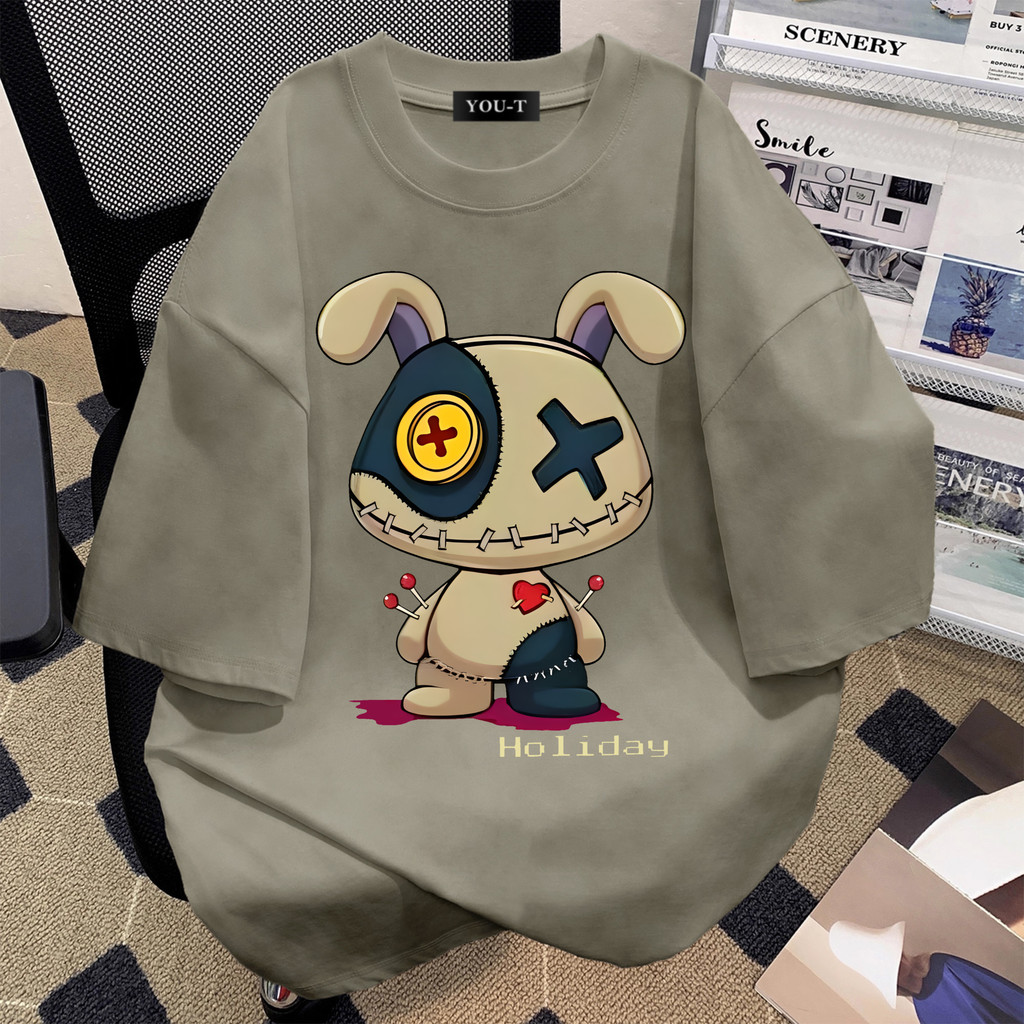 🌷Su.Tee🌷 ผู้หญิง เสื้อยืด oversize เสื้อฟอก เสื้อสตรีท เกรดพรีเมียม เสื้อคอตตอน ไม่หดตัว ใส่สบาย ลาย "HOLIDAY"