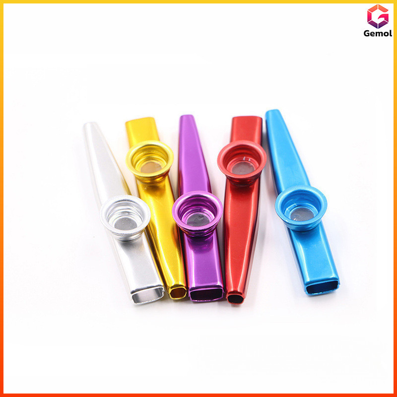 Gemol เครื่องดนตรีขนาดเล็ก Kazoo โลหะ สำหรับกีต้าร์อูคูเลเล่ เครื่องเป่าคาซู Kazoo แบบโลหะ