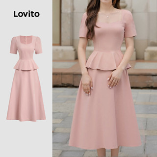 Lovito  ชุดเดรสผู้หญิงสีชมพูซิปสองชั้น L171AD066