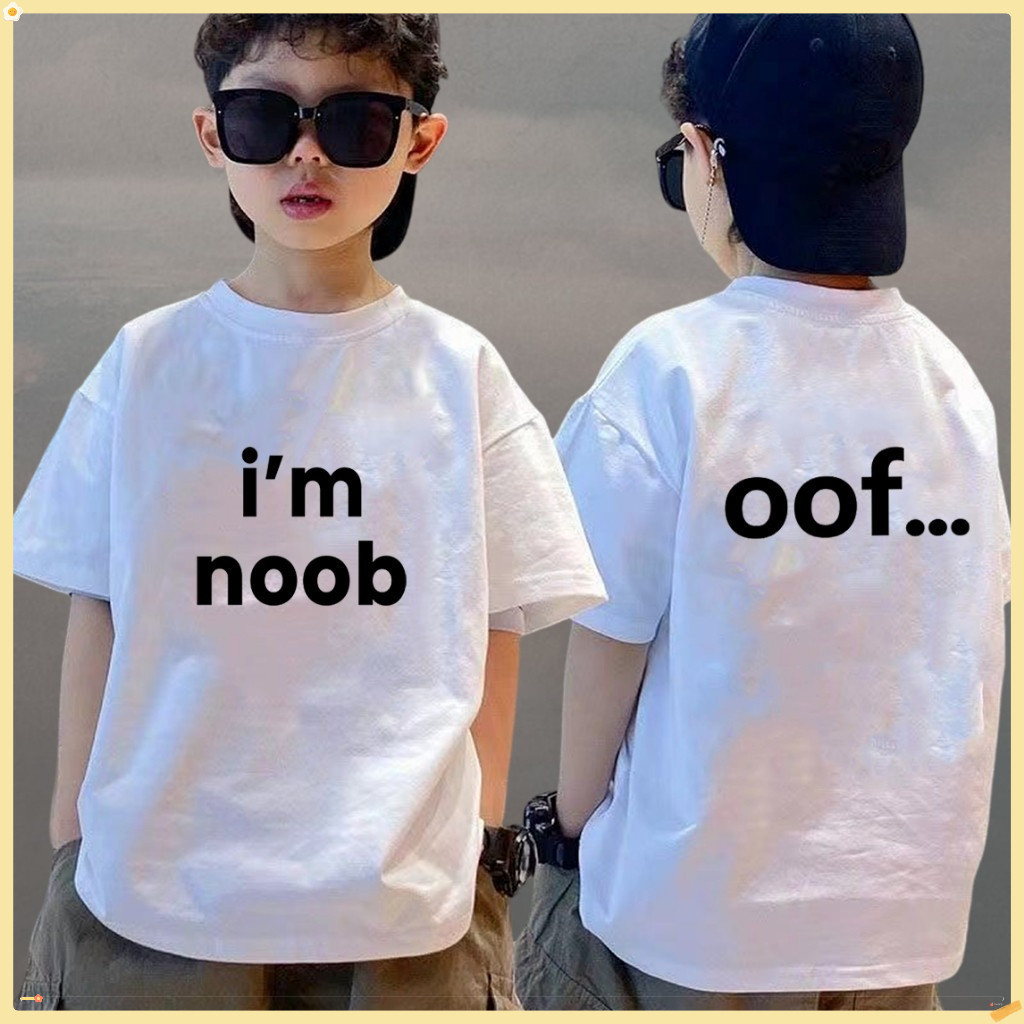 TeeZoo Kids ของเด็ก เสื้อเด็ก เสื้อคอกลม สบายและนุ่ม คุณภาพดี unisex พิมพ์ลาย 'I'M NOOB' สบายและนุ่ม