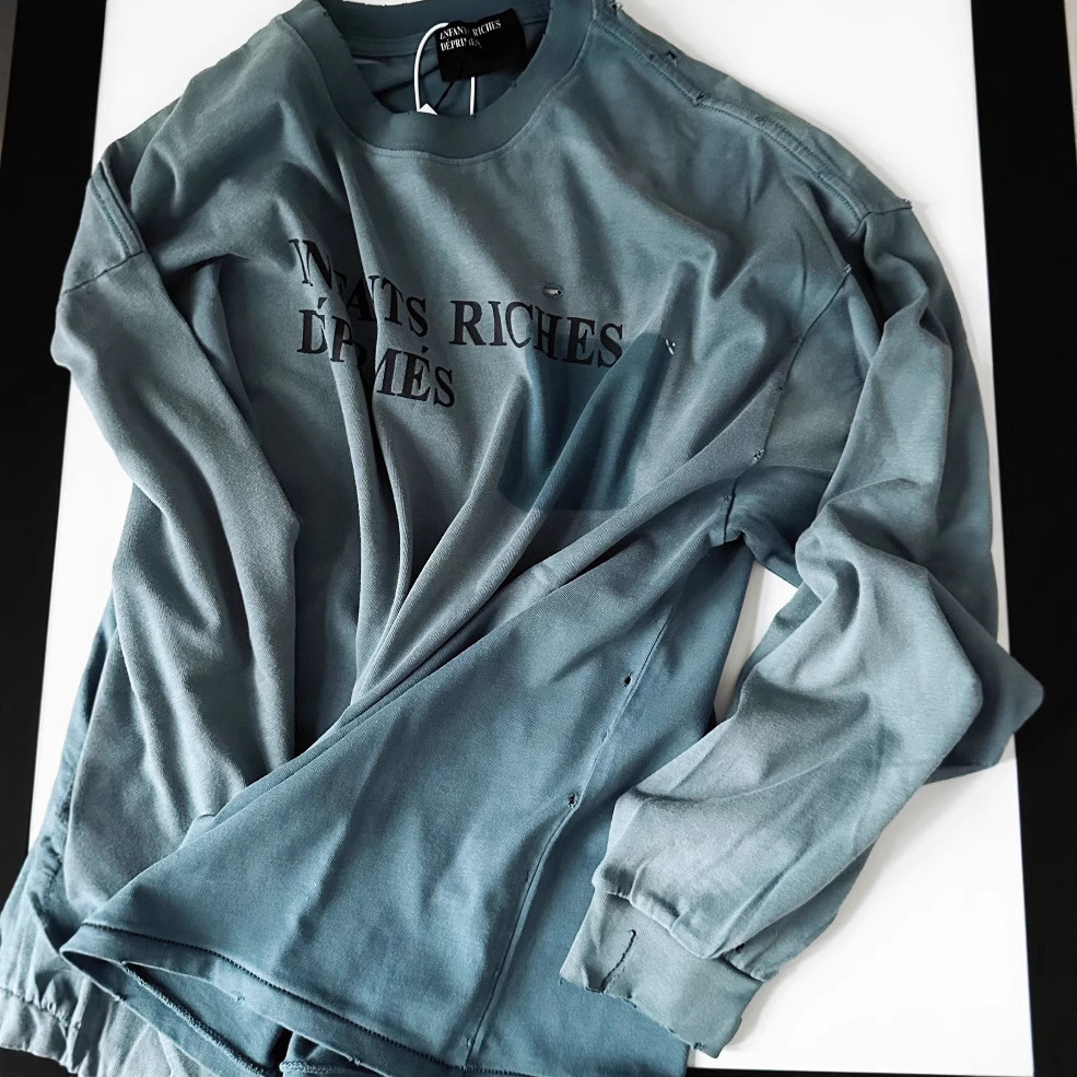 4M11 American Style ERD Washed distressed printed pocket long sleeve shirt T T-shirt Sweater Rich Se