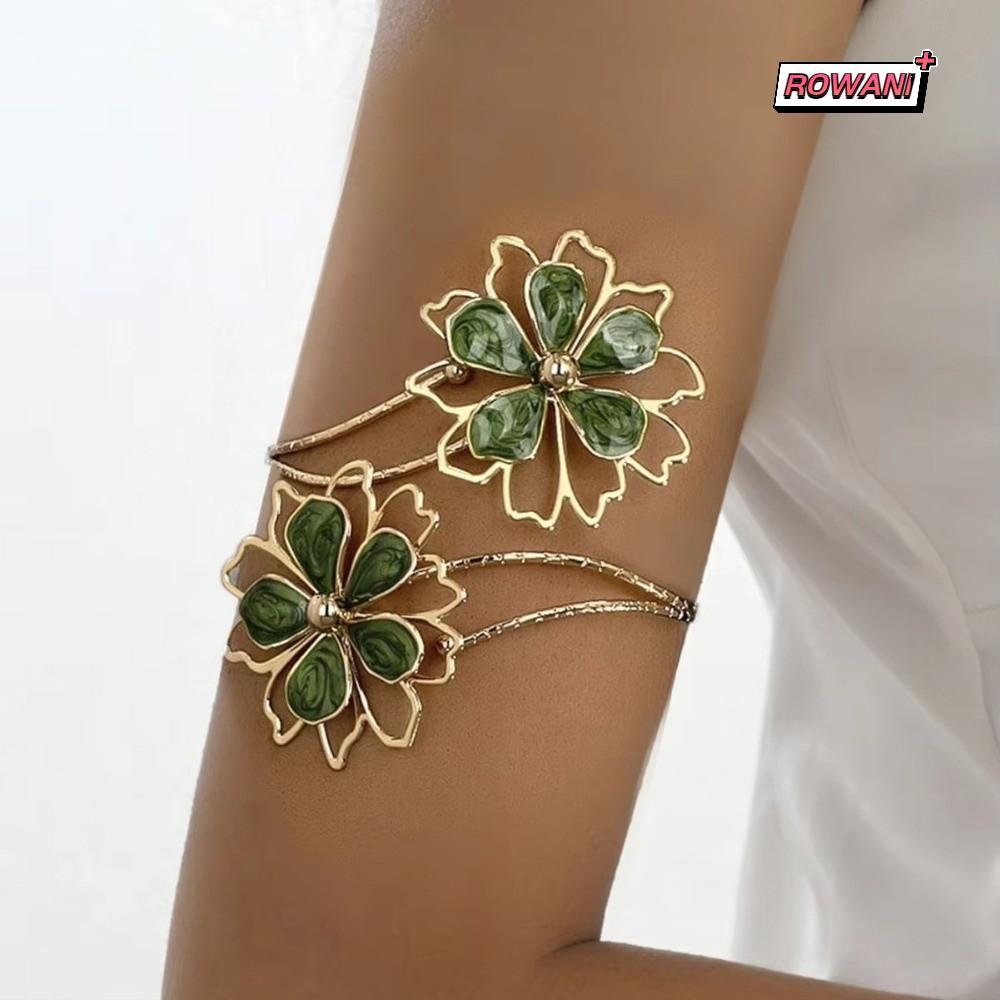 ROWAN1 กําไลข้อมือต้นแขน, Boho Chic Hollow ดอกไม้ Armband