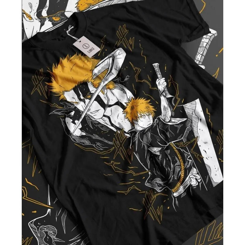 เสื้อยืด Bleach อิจิโกะ คุโรซากิ มูน คาวาอิ อนิเมะ มังงะ สีดำ ทุกขนาด