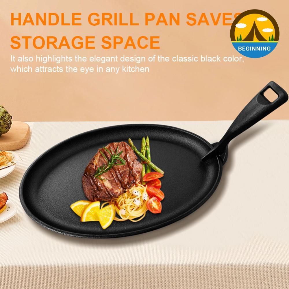 เหล็กหล่อ 10.6 X 6.89in Griddle รูปร่างรูปไข่ Griddle Pan สําหรับบ้านหรือร้านอาหาร