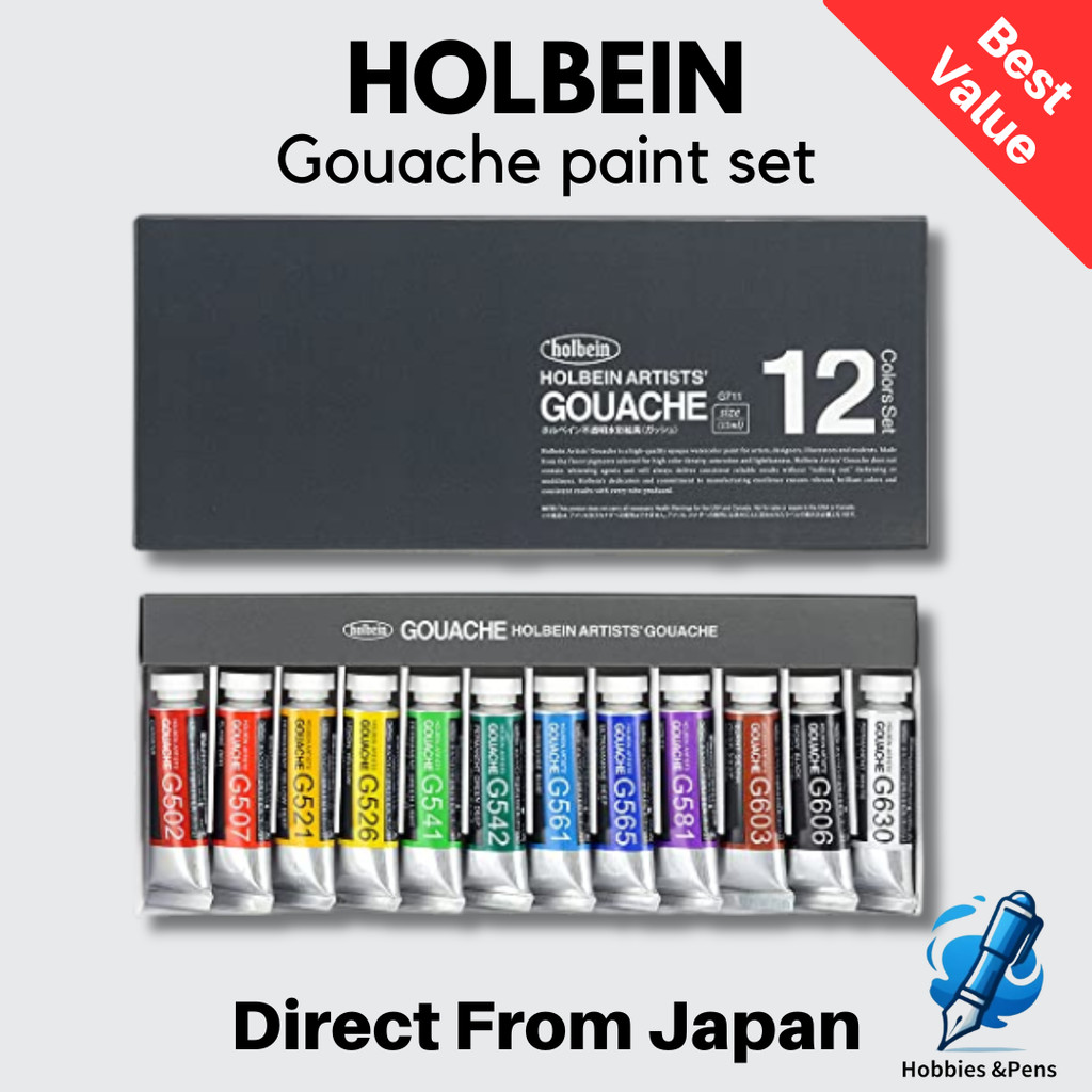 Holbein Opaque Watercolor Gouache Paint Artist Grade 15 ml 12 colors