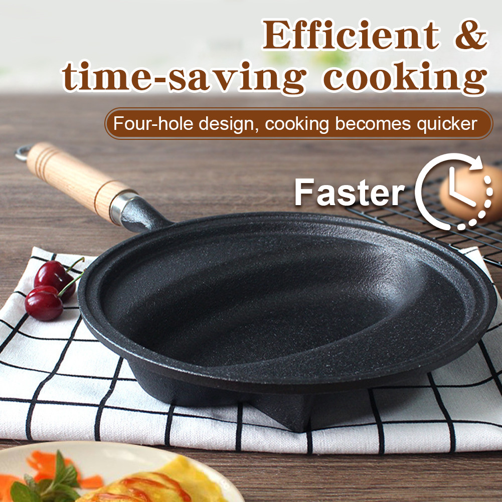 Ღ Omurice ทําอาหารหม้อพร้อมที่จับไม้แพนเค้กแม่พิมพ์ Skillet กระทะ Non-Stick ไข่เจียวไข่หม้อสําหรับโฮ