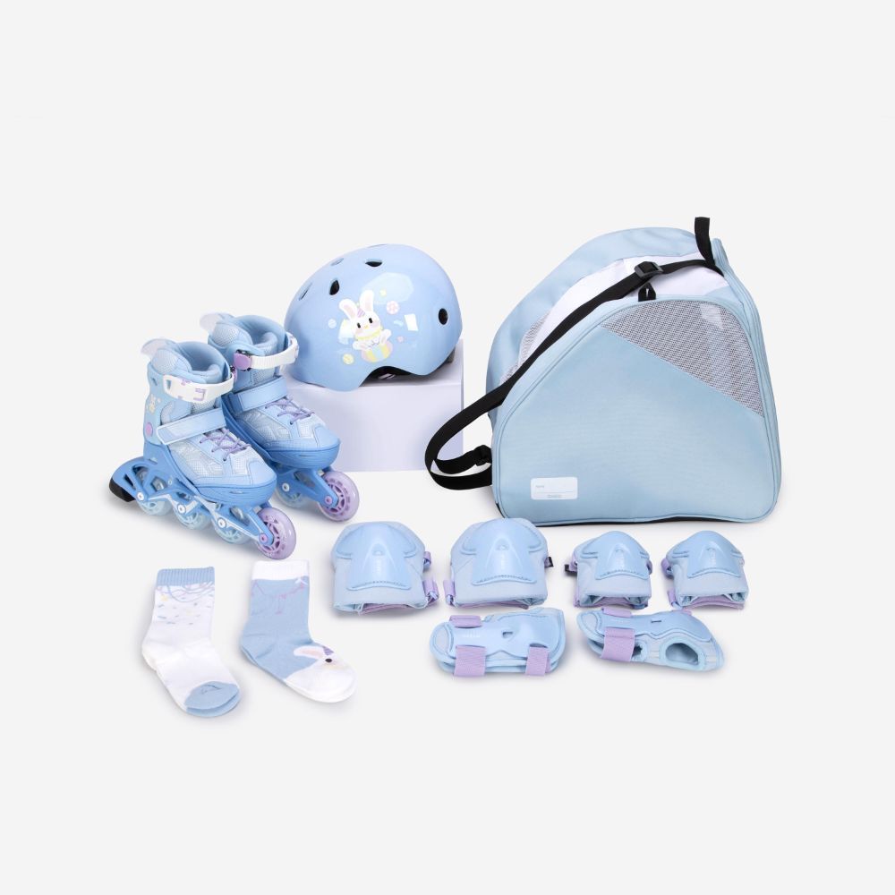 Decathlon Kids' Inline Fitness Skates รองเท้าอินไลน์สเก็ตเด็กเพื่อการออกกำลังกาย รุ่น Fit3 - Light Blue - รูปที่ 5