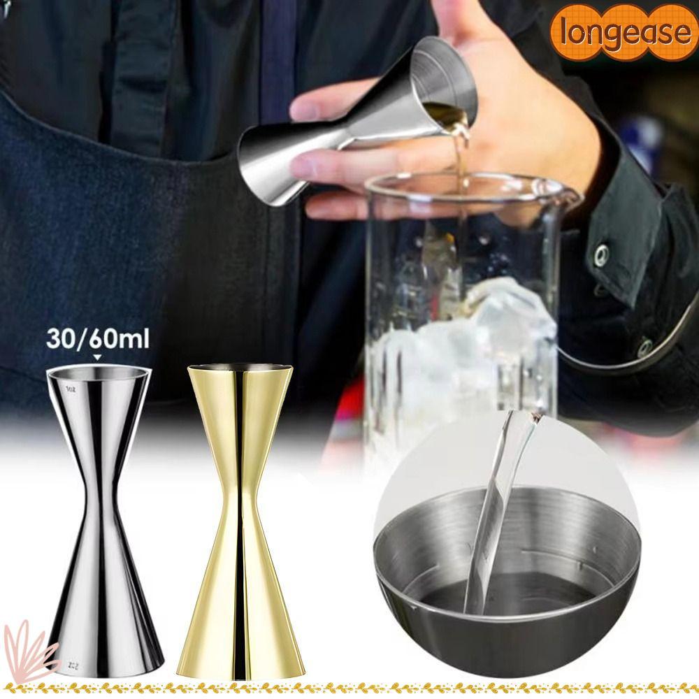 LONGE วัด Jigger, 2oz 1oz เครื่องปั่นแก้วหนา, Dual Shot 304 สแตนเลสสไตล์ญี่ปุ่นถ้วยตวงดื่ม
