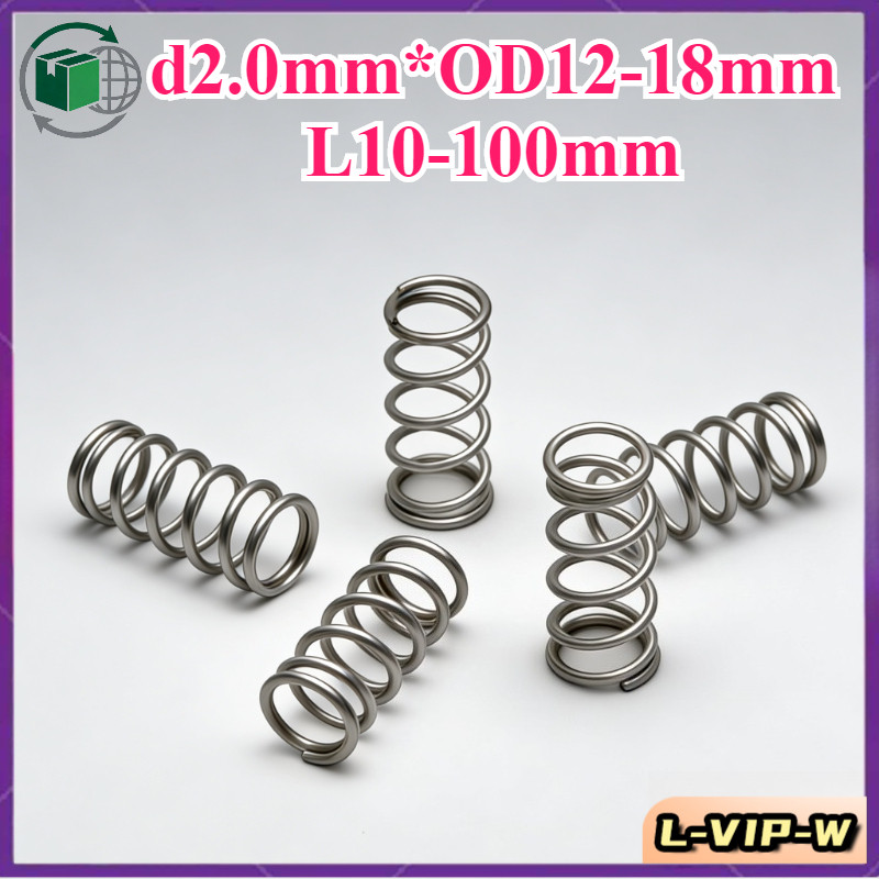 สปริงบีบอัด สปริงคืน สปริงบีบ สแตนเลส 304 d2.0mm*OD12-18mm*L10-100mmL-VIP-W