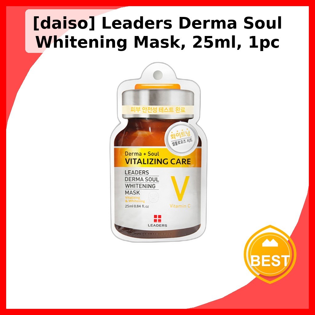 [daiso] Leaders Derma Soul Whitening Mask, 25ml, 1pc / Korean Whitening Mask / Brightening Effect by