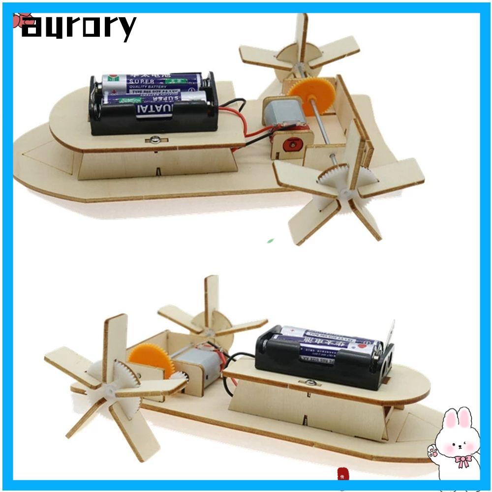 AURORY เรือยอชท์ของเล่น DIY ไม้ชุดการศึกษา STEM ของเล่น