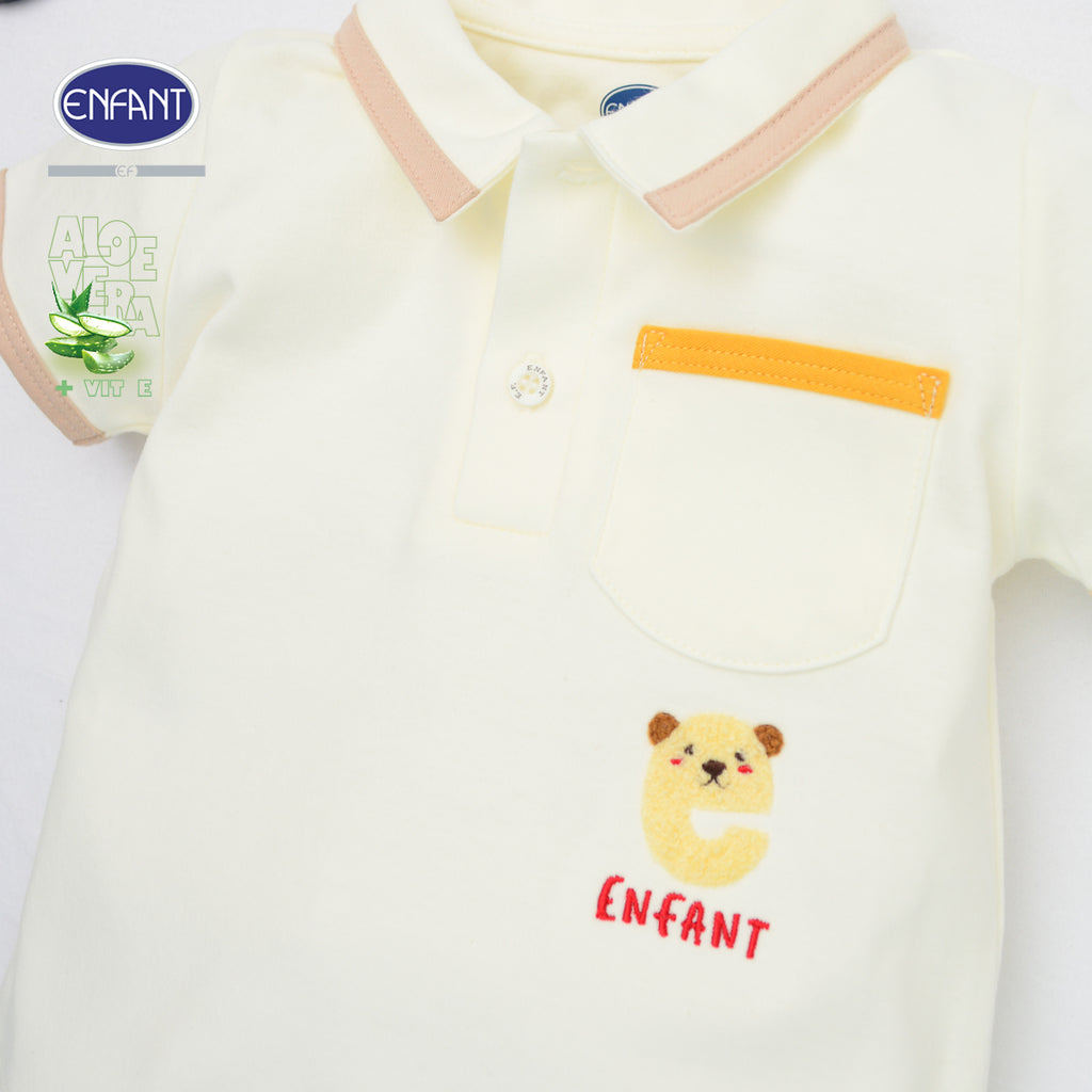 ENFANT قميص بولو رضّع بالصبار وفيتامين E — كريمي — صورة 2