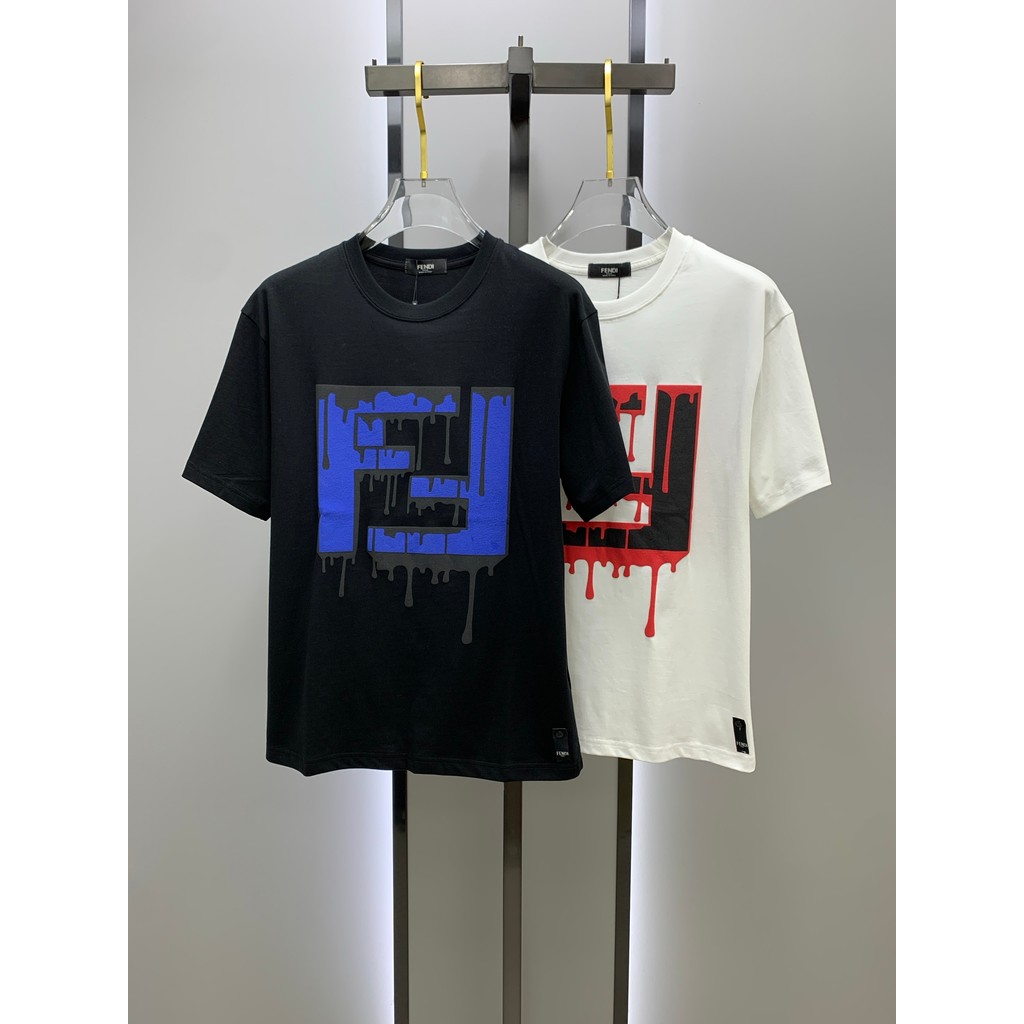 FEND/Fendi/2026 คลาสสิกรอบคอแขนสั้นเสื้อยืดผู้ชายผู้หญิงหนา Impervious สบาย Breathable American Tren