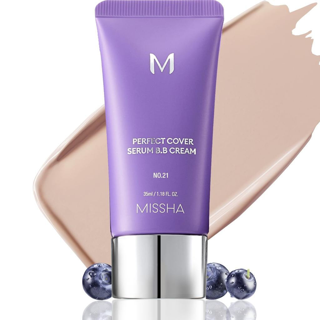 MISSHA M PERFECT COVER SERUM BB No.21 Light Beige - Light with Cool Undertone, BB by Cardi B Pick, T