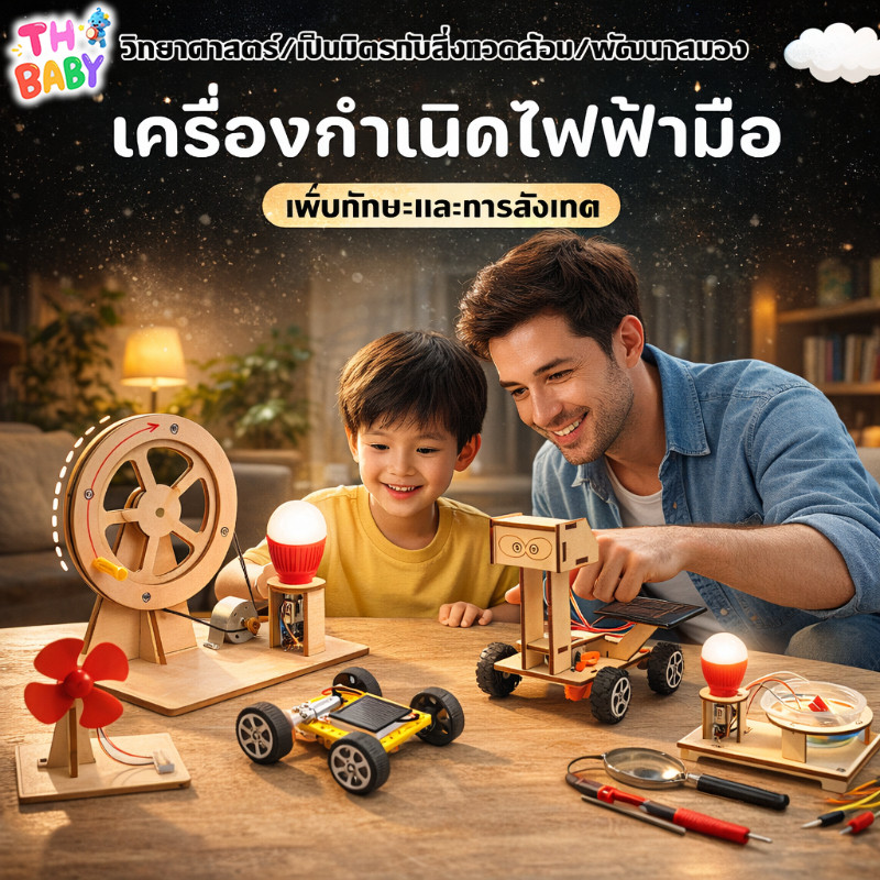 TH BABY COD ของเล่นวิทยาศาสตร์ DIY ชุดทดลองฟิสิกส์ หลอดไฟไม้ เสริมทักษะ STEM สำหรับเด็กประถม มัธยม